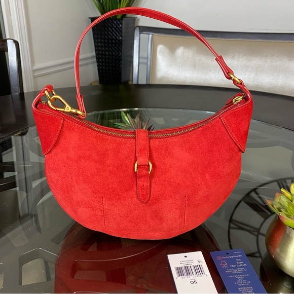 Polo Ralph Lauren Polo ID Suede Mini Shoulder Bag Geranium Red NWT - Picture 6 of 13